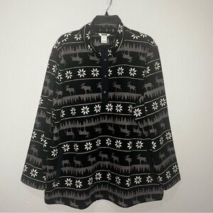 Duluth Trading Fleece 1/4 Snap Pullover Long Sleeve 2X Snow Moose Black Gray